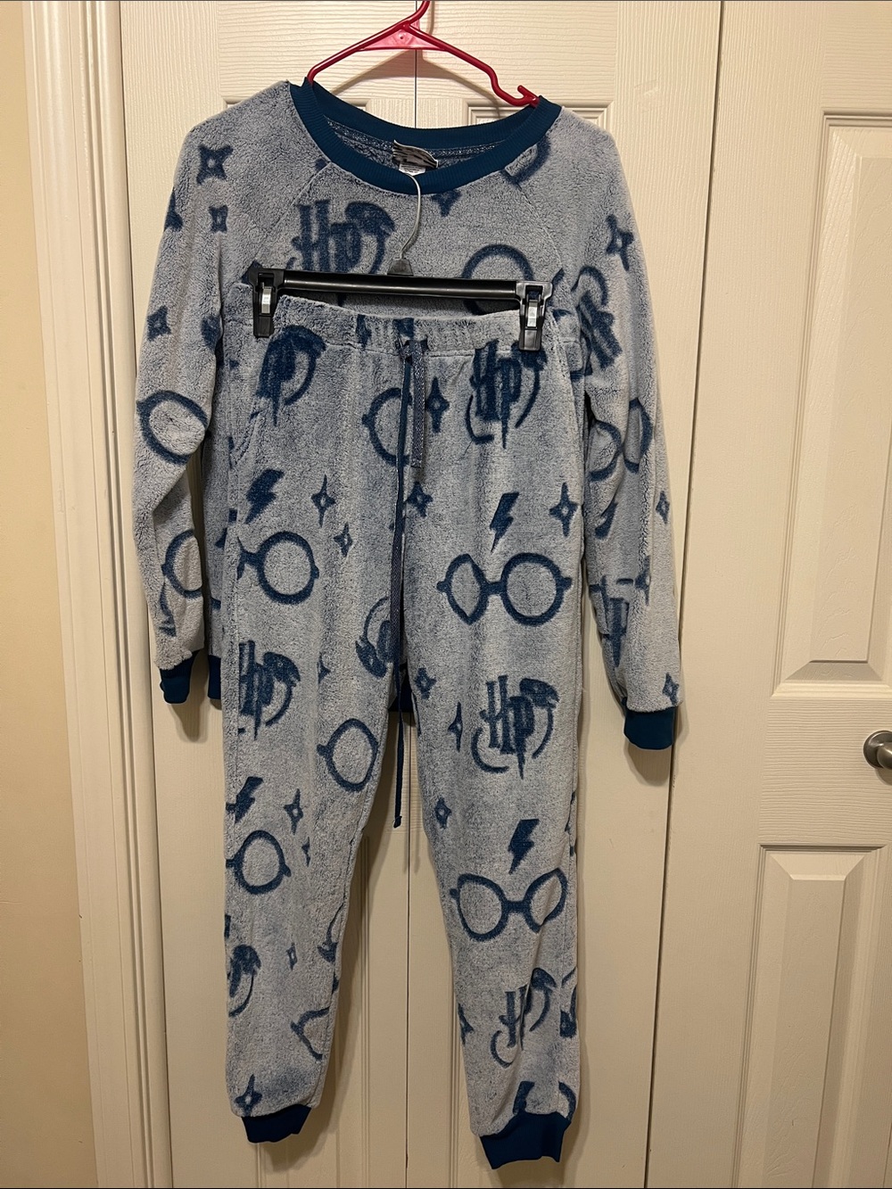 Harry Pitter Blue Fleece Kids Pajamas with Magical Print. Size S